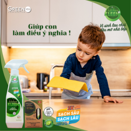 Bộ vi sinh lau chùi dầu mỡ Kitchen Kleen (01 Chai 500ml + 03 ống 5ml) - Ảnh 5