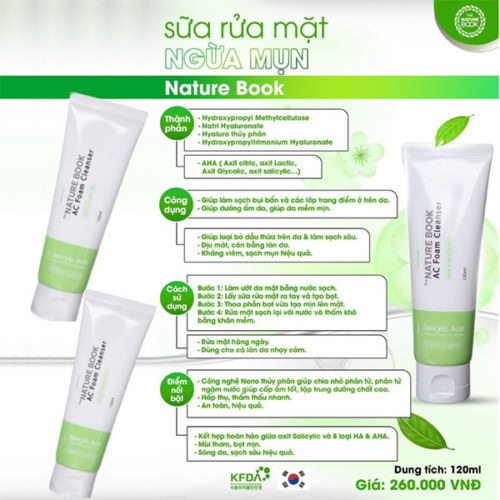 Sữa Rửa Mặt Ngừa Mụn The Nautre Book Hàn Quốc - Ảnh 3