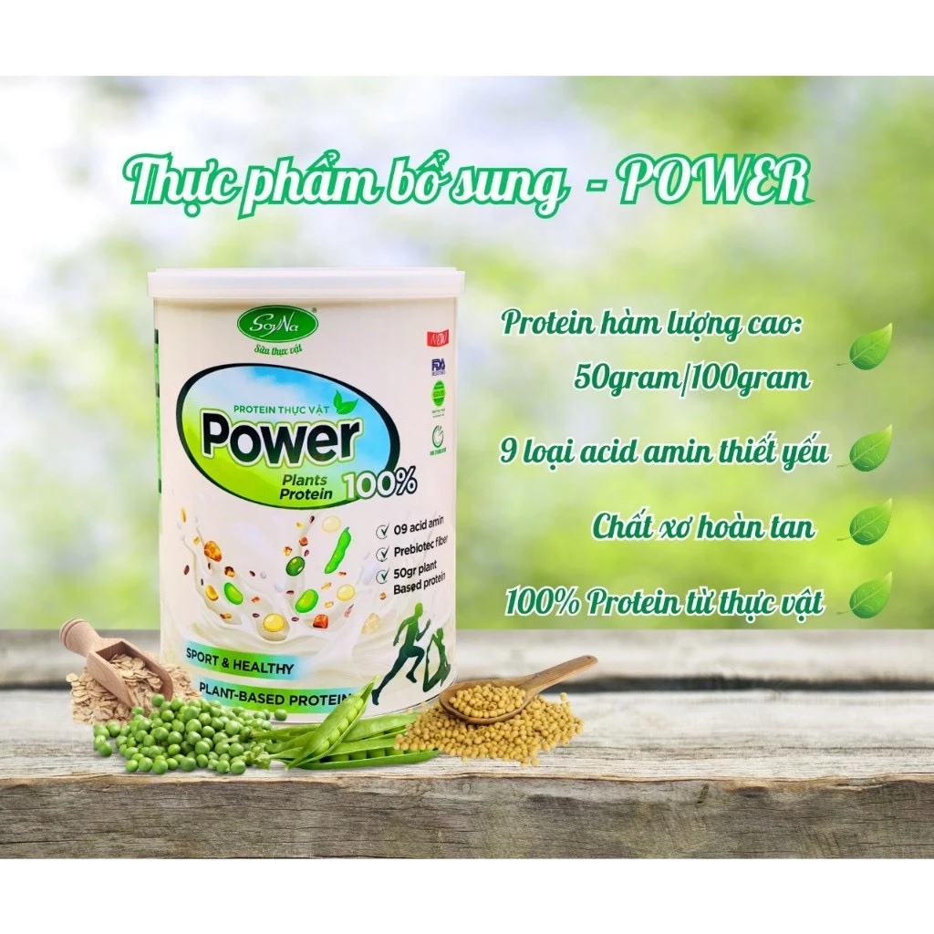 Thực Phẩm Bổ Sung Protein Power Soyna - Dinh Dưỡng Cho Người Tập Gym, Thể Thao, Ăn Chay, Hàm Lượng Đạm Thực Vật Cao
