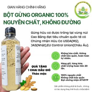 Bột Gừng Hữu Cơ nguyên chất Thiện Bảo - Chứng nhận organic Mỹ,Nhật, Châu Âu.