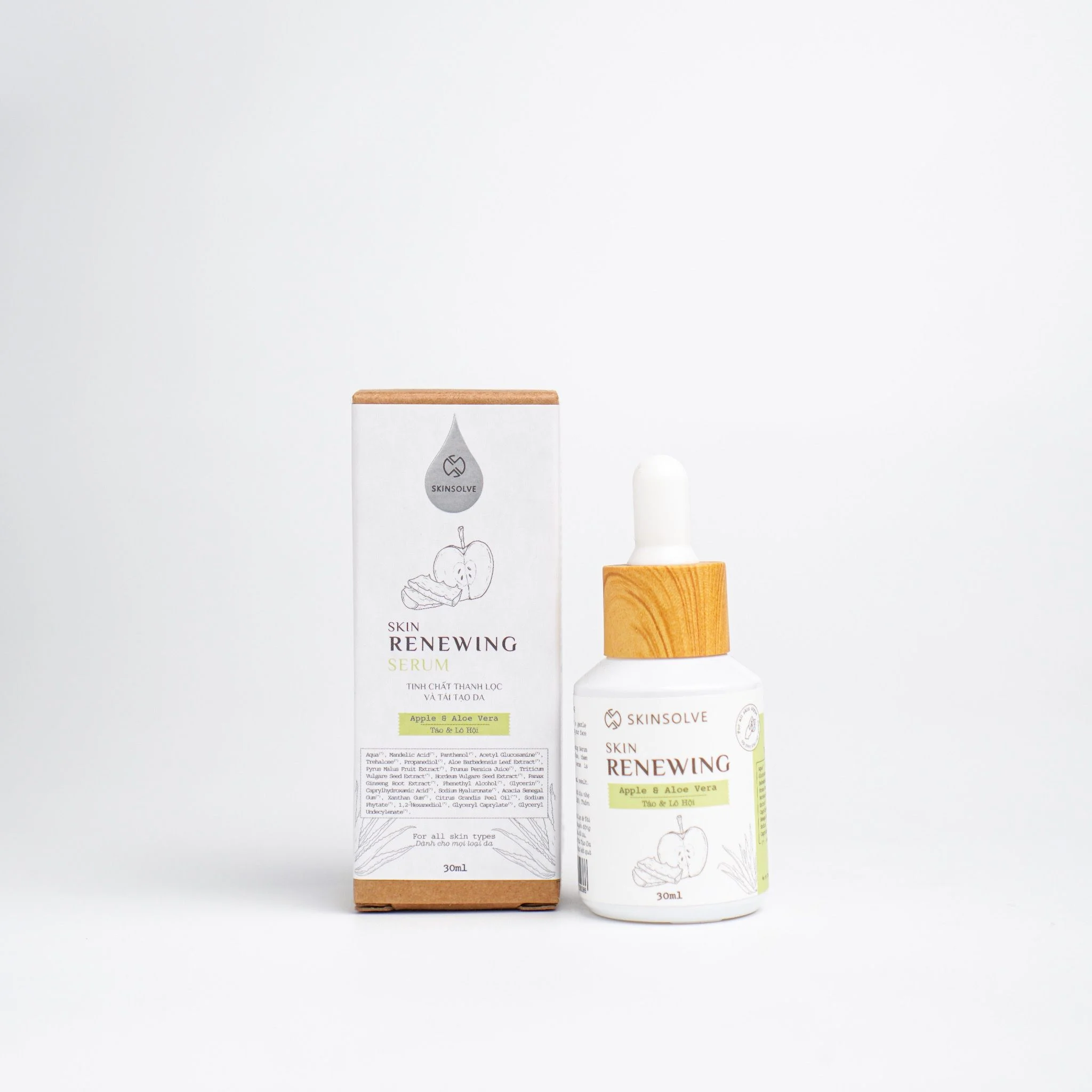 Tinh chất thanh lọc và tái tạo da từ Táo & Lô Hội 30ml - Skin Renewing Serum (Apple & Aloe Vera)