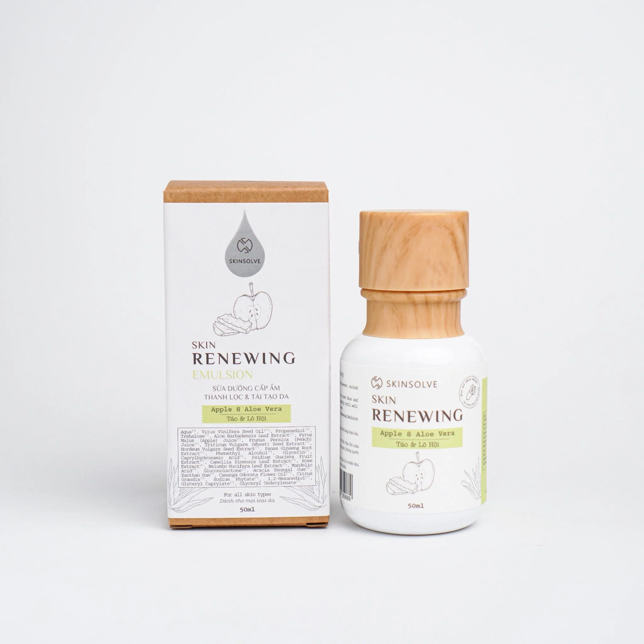 Sữa dưỡng cấp ẩm thanh lọc và làm sạch sâu da từ Táo và Lô Hội 50ml - Skin Renewing Emulsion