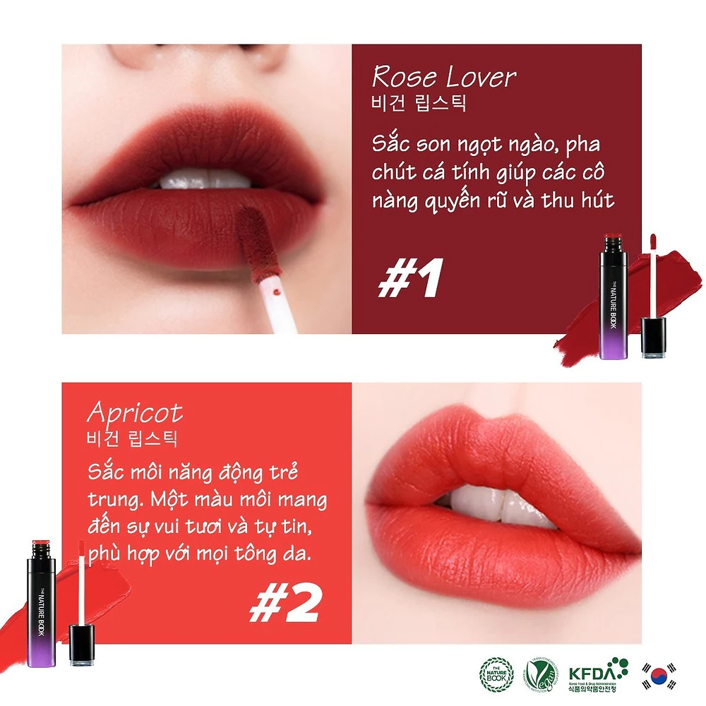 Son Tint #2 Apricot Rose Lover thuần chay không chì The Nature Book Hàn Quốc - Image 2