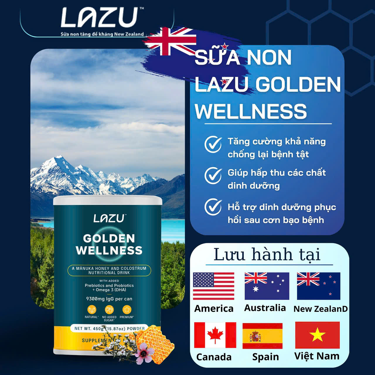 Sữa non tăng đề kháng Lazu Golden Wellness Nhập Khẩu Từ New Zealand - Image 2