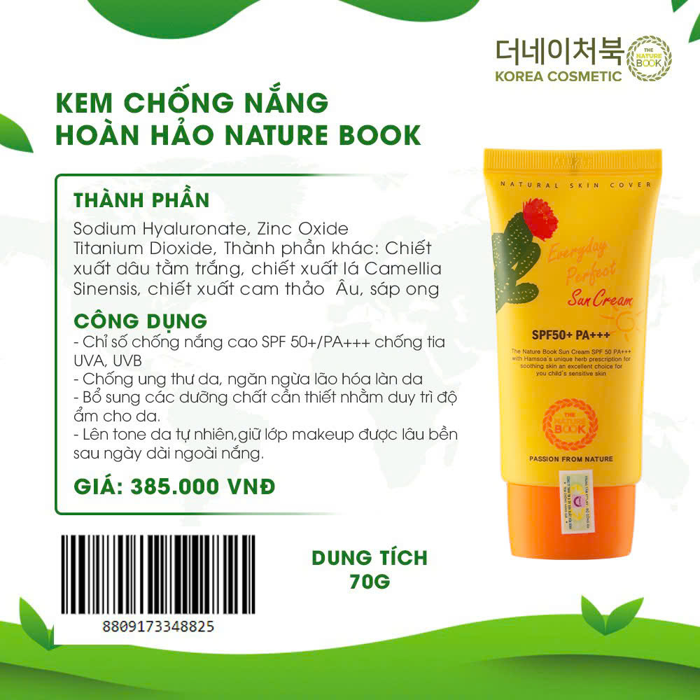 Kem Chống Nắng Hoàn Hảo Hằng Ngày The Nature Book Hàn Quốc