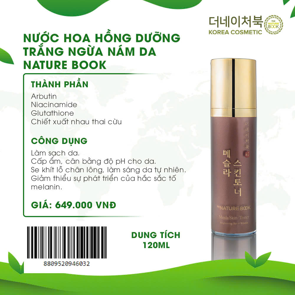 Nước Hoa Hồng Dưỡng Trắng Ngừa Nám Da The Nature Book Hàn Quốc