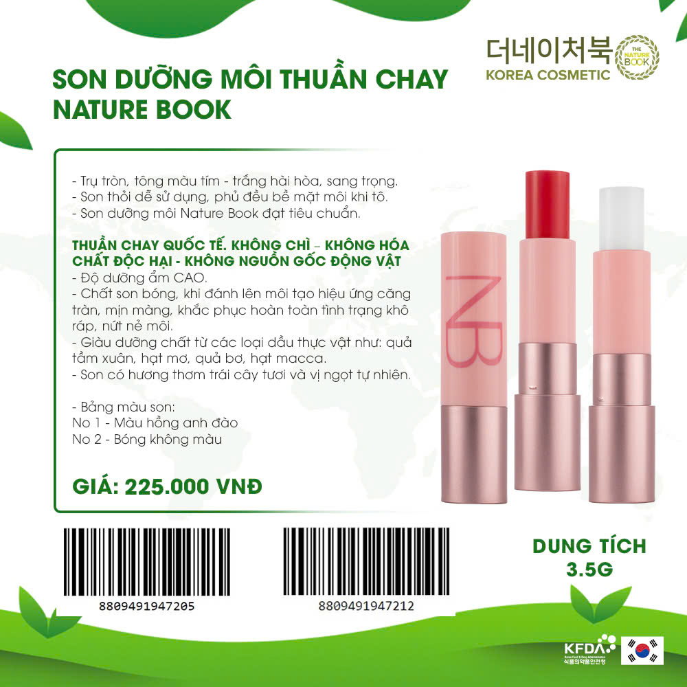 Son Dưỡng Môi The Nature Book Hàn Quốc Chính Hãng
