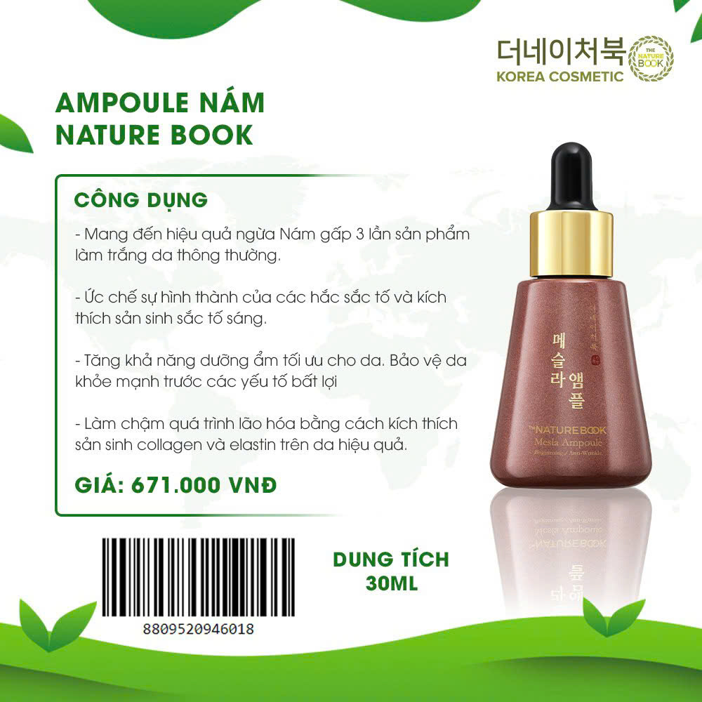 Tinh chất The Nature Book Mesla Ampoule Hàn Quốc dưỡng trắng,