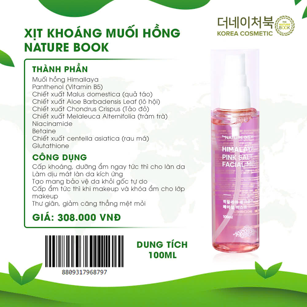 Xịt Khoáng Muối Hồng Himalaya The Nature Book Hàn Quốc