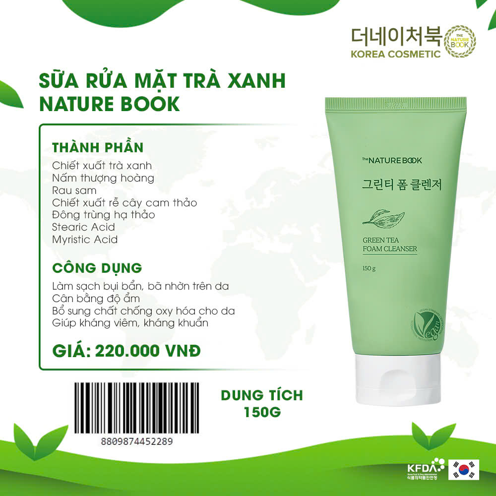 Sữa Rửa Mặt Trà Xanh The Nature Book Hàn Quốc