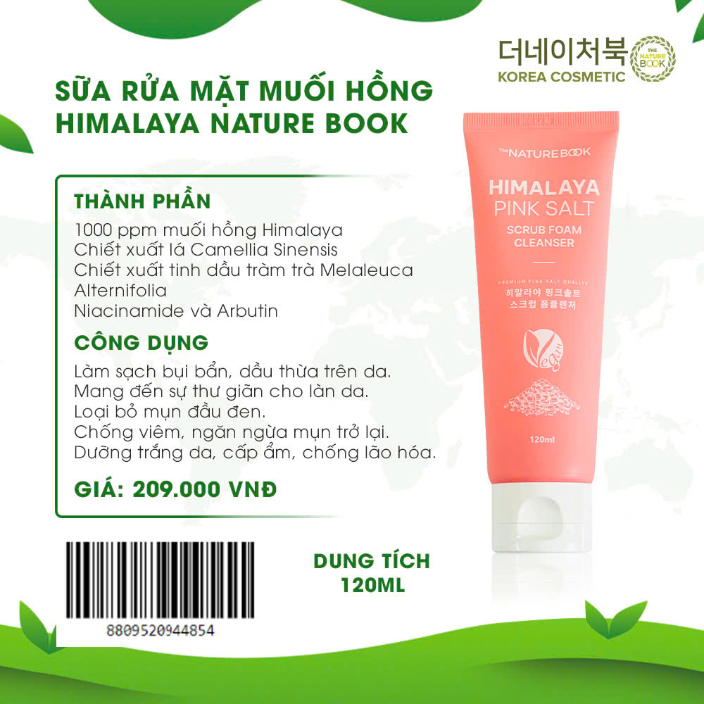 Sữa Rửa Mặt Muối Hồng Himalaya The Nature Book Hàn Quốc