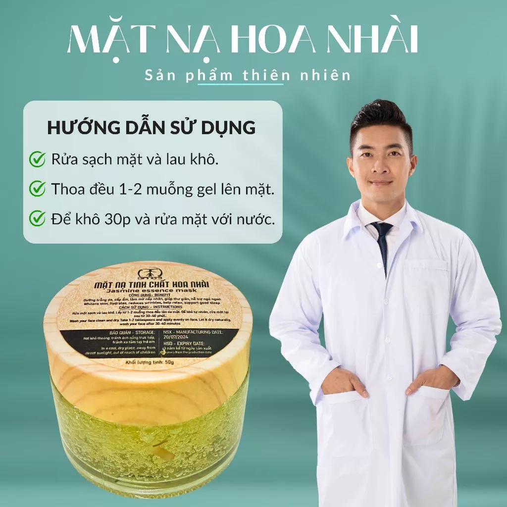 Mặt Nạ Hoa Nhài lọ 50gr - dưỡng trắng, cấp ẩm cho da mặt, cải thiện lão hóa da - Image 3