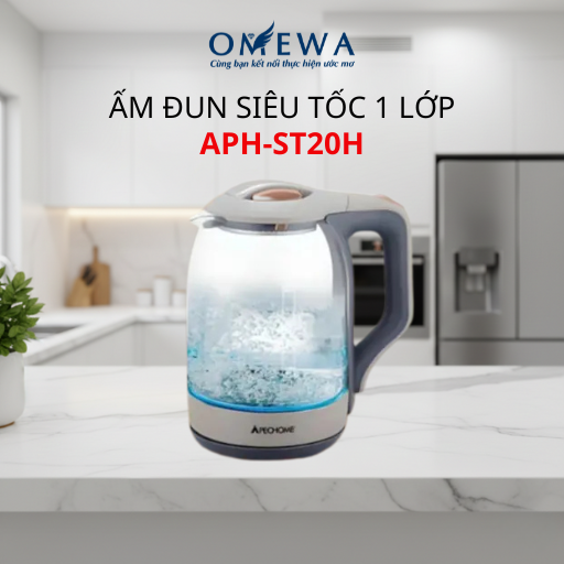 Ấm Đun Siêu Tốc Thủy Tinh 2.0L APH-ST20H – Đun Nhanh, Đẹp Sang, An Toàn Tuyệt Đối
