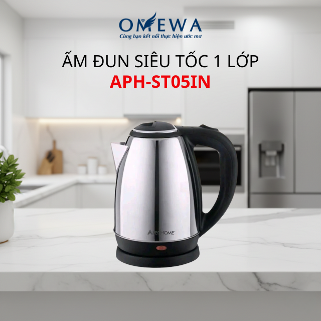 Ấm Đun Nước Siêu Tốc 1 Lớp APH-ST05IN 1.8 Lít Công Suất 1500W An Toàn Tiện Lợi