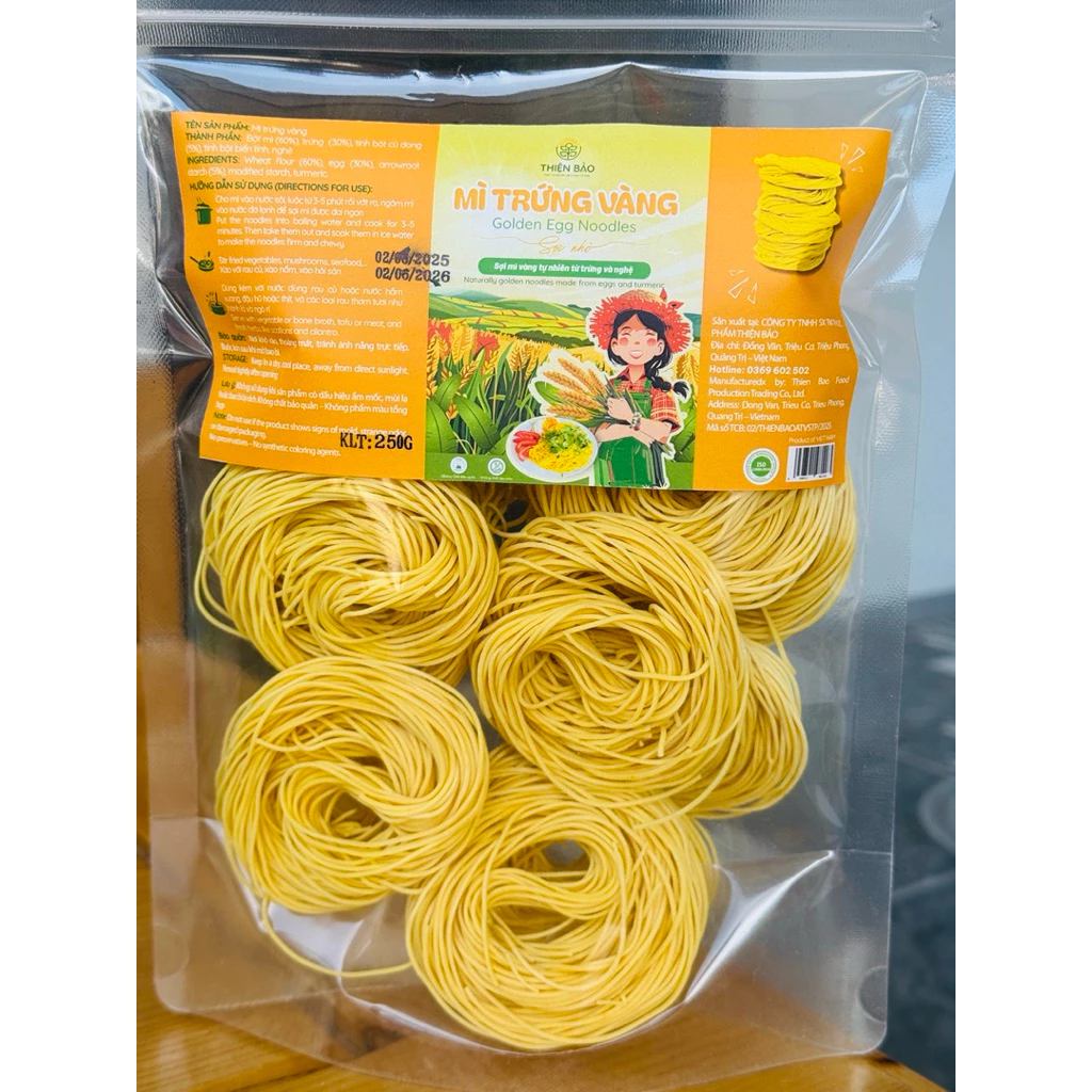 Mỳ Trứng Vàng Thiện Bảo 250g – Mì Tươi Sấy Lạnh | Không Chất Bảo Quản | Mì Trứng Ngon Chuẩn Vị Nhà Làm - Image 2
